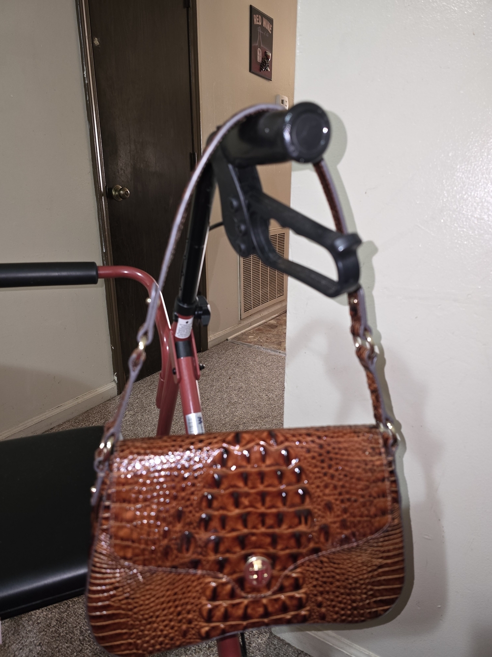 Brahmin Pecan  Croc-Embossed Shoulder Bag  Like new Condition no Call Outs